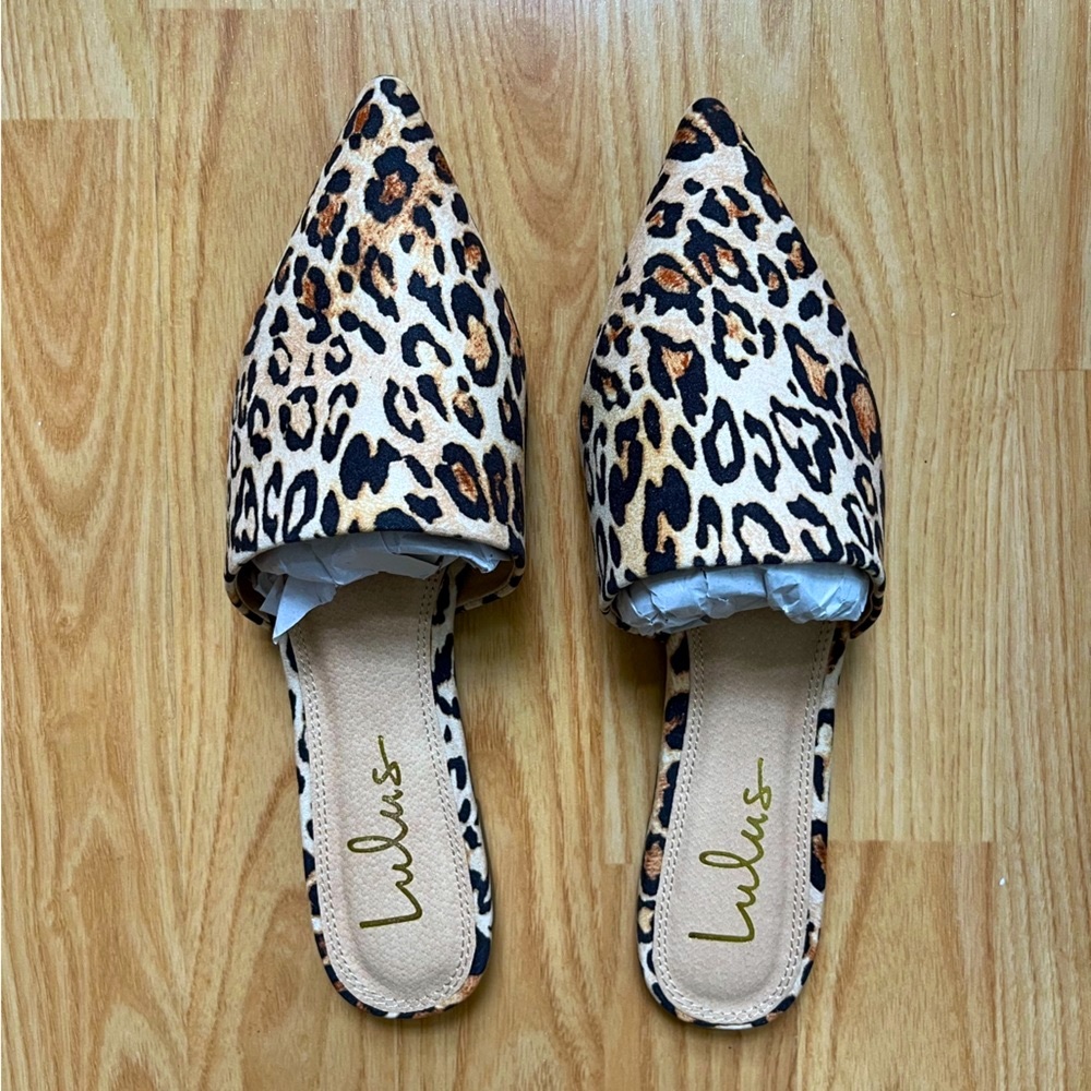 Lorena Leopard Suede Pointed Toe Slides